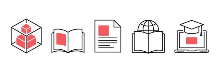 Modern education and data management concepts represented by digital and traditional learning icons