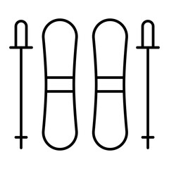 ski equipment line icon with editable stroke