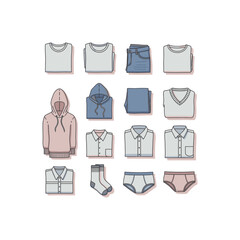 Collection of folded clothing items neatly arranged.
