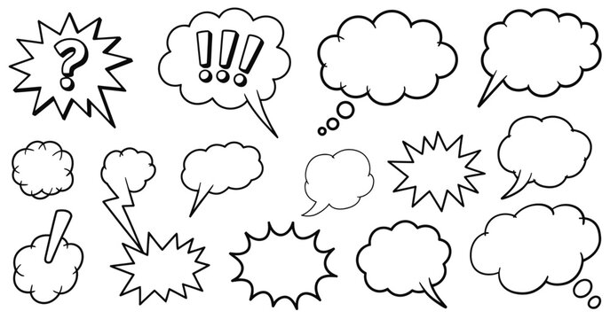 Comic Book Style Speech Bubbles, Colorful Cartoon Speech Effects, Thought Bubbles, Creative Illustrations 