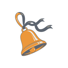 Golden Bell with Dark Ribbon Illustration.