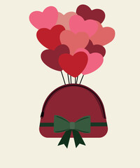  Illustration with Case and Love Balloons and Ribbon