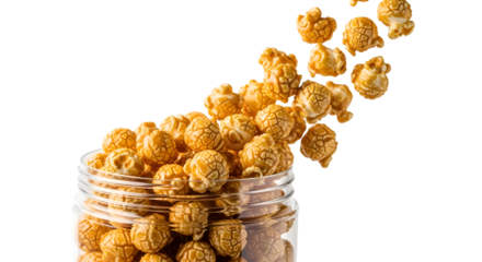 Caramel Popcorn Spilling from Glass Jar.