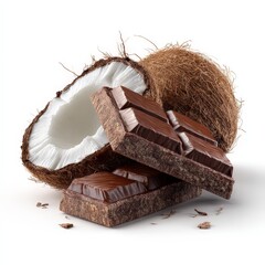 Chocolate and Coconut Delight on a Crisp Background