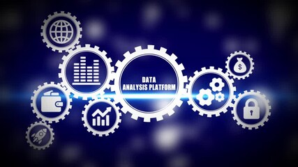 Data Analysis Platform Concept with Gears and on Blue Background data analytics business intelligence - Powered by Adobe