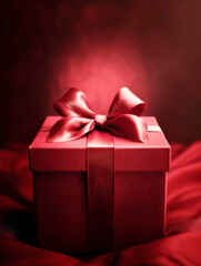 Close-up of a Red Gift Box with a Bow