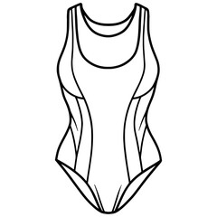 One-piece women swimsuit silhouette vector line art, black and white illustration for engrave, laser engrave, prints and fashion decor
