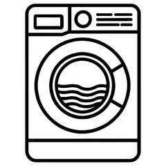 Washing machine silhouette vector line art, black and white illustration for engrave, laser engrave, prints, icons and creative projects