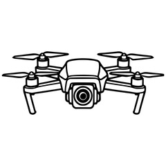 Flying drone vector line art, black and white illustration for engrave, laser engrave, prints, tech decor and creative projects