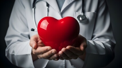 Happy valentine's day festival image of doctor holding red heart