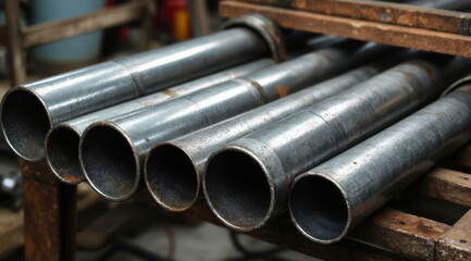 6 metal pipes in the factory
