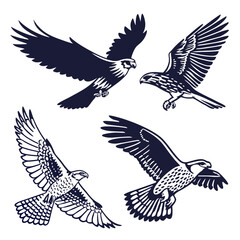 Four flying eagles illustration