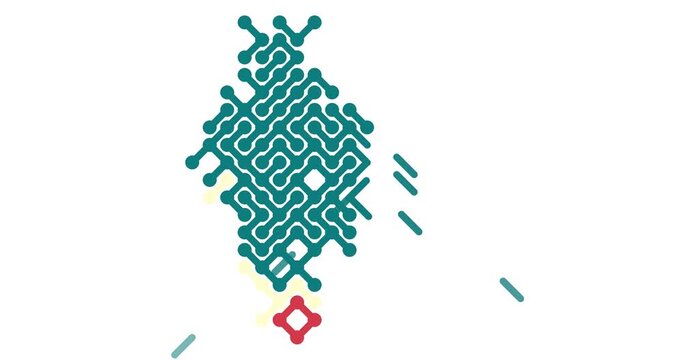 Abstract Lines Sliding Diagonally to Shape India Silhouette Map