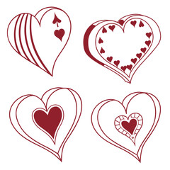 Four stylized hearts illustration