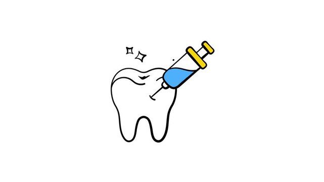 Creatively designed animated icon of dental care in modern hand drawn style