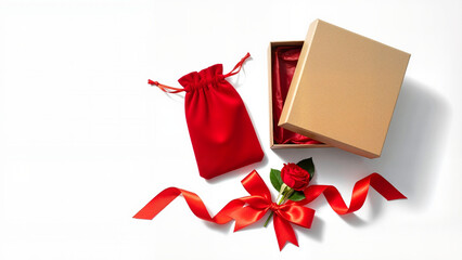 Gift box and rose for International Women's Day, perfect for celebrations, promotions, and floral marketing