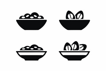 Fototapeta premium set of Dates fruit plate icon silhouette vector illustration isolated on white background