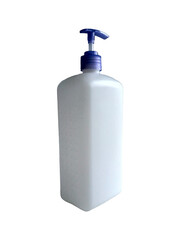White plastic bottle for liquid on transparent background