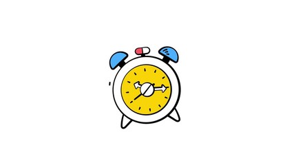 Alarm clock animated icon representing medication schedule and health reminders,