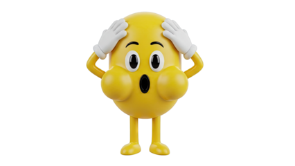 Astonished 3D Emoji Character with Hands on Head