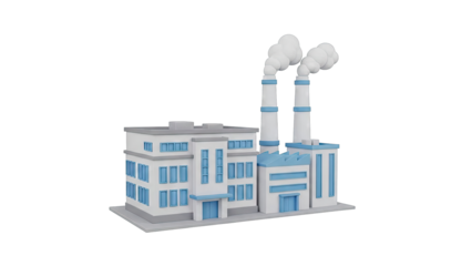 Cartoon Factory Building with Smoking Chimneys