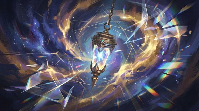 Spiritual Pendulum Divination for Dowsing and Energy Healing on Mystical Background