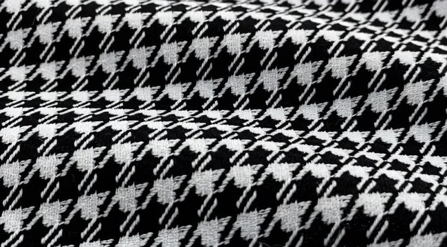 Houndstooth Pattern Black White Fabric Texture.