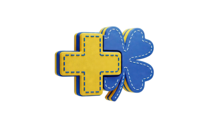 Cross and Clover Symbol with Ukrainian Colors