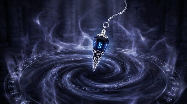 Spiritual Pendulum Divination for Dowsing and Energy Healing on Mystical Background