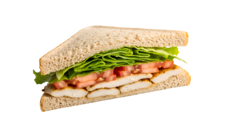 Layered Sandwich with Chicken and Vegetables.