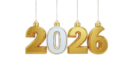 Golden "2026" New Year's Ornaments