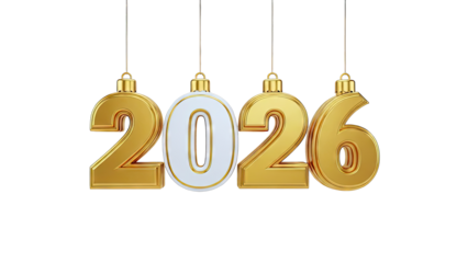 Golden "2026" New Year's Ornaments