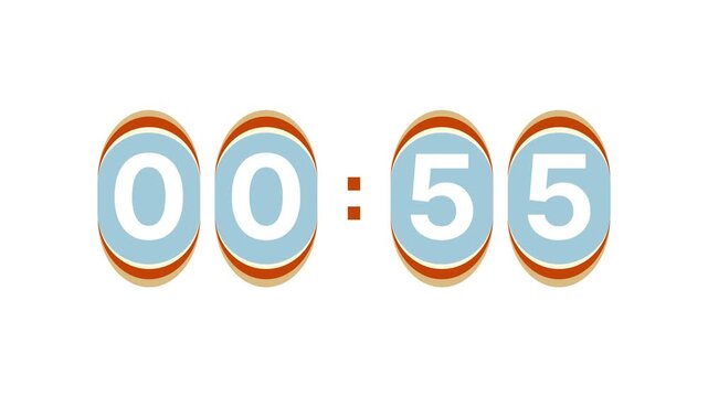 1 Minute Countdown Timer on White Background