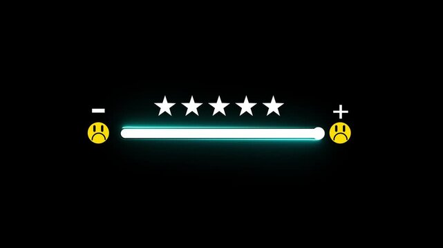 glowing neon rating concept with businessman five-star feedback bar, representing user experience, client satisfaction, online review, service evaluation, digital feedback, and performance.