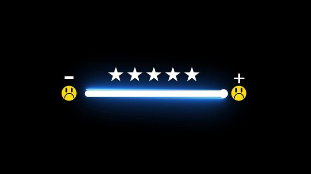 glowing neon rating concept with businessman five-star feedback bar, representing user experience, client satisfaction, online review, service evaluation, digital feedback, and performance.