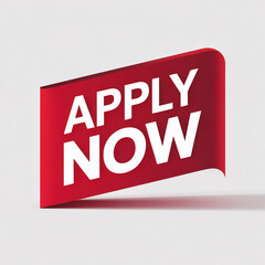 Obraz premium Red Ribbon Banner With White Text Apply Now On White Background image photo