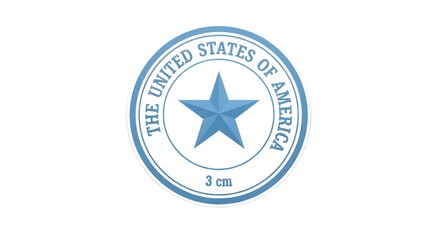 Isolated Blue Vector Circular Stamp with Star and 'THE UNITED STATES OF AMERICA' and '3 cm' text isolated PNG with Transparent Background