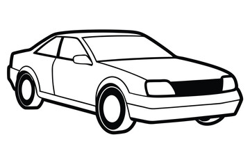 Fototapeta premium Elegant Luxury Coupe Car Profile Silhouette, Black and White Vector Art for Car Rental and Transport Services