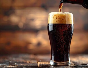 Dark beer pouring