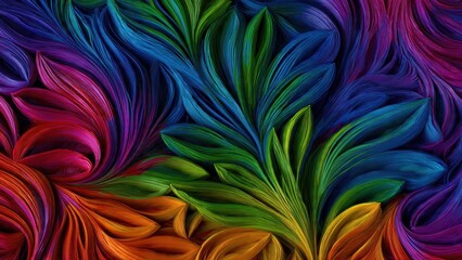 Dynamic and Colorful Abstract Flowing Lines Background with Organic Neon Rainbow Gradient Texture