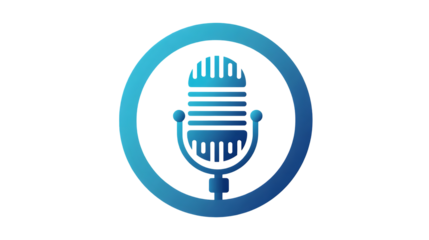 Gradient blue microphone icon in a circle on transparent background