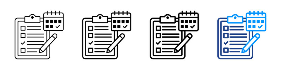 Fototapeta premium Appointment List Icon Different Style Outline Collection Set.