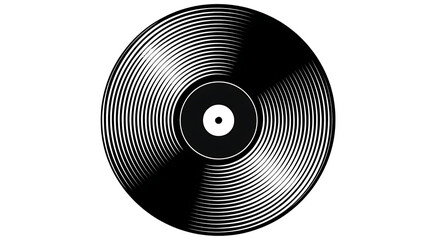Vinyl record with white lines and circular patterns on transparent background