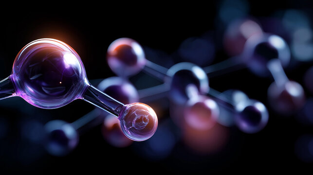 Molecules on background display, chemical compounds visualization, atomic structures, scientific imagery, molecular representation, chemistry illustration concept, with copy space