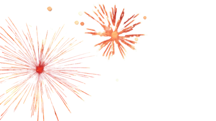 Vibrant fireworks burst on transparent background