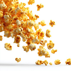 Buttery popcorn falling in midair joyful snack