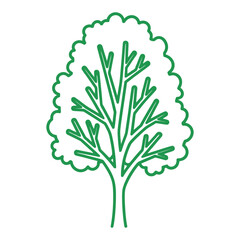 Simple green outline of a leafy tree with a rounded crown