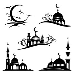 Islamic mosque silhouettes