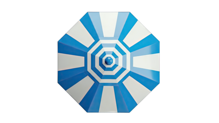 Octagonal Umbrella with Blue and White Stripes