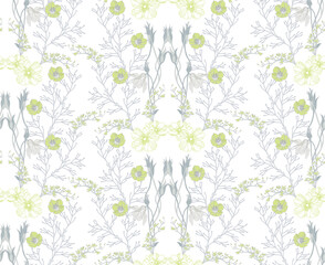 Colorful flowers seamless pattern with exotic flowers on transparent background for wrapping paper, wallpaper print and textile	
